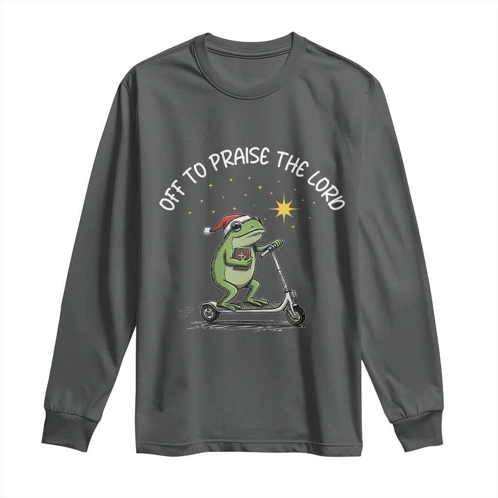 Funny Frog Christian Long Sleeve Shirt Off To Praise The Lord - Wonder Print Shop