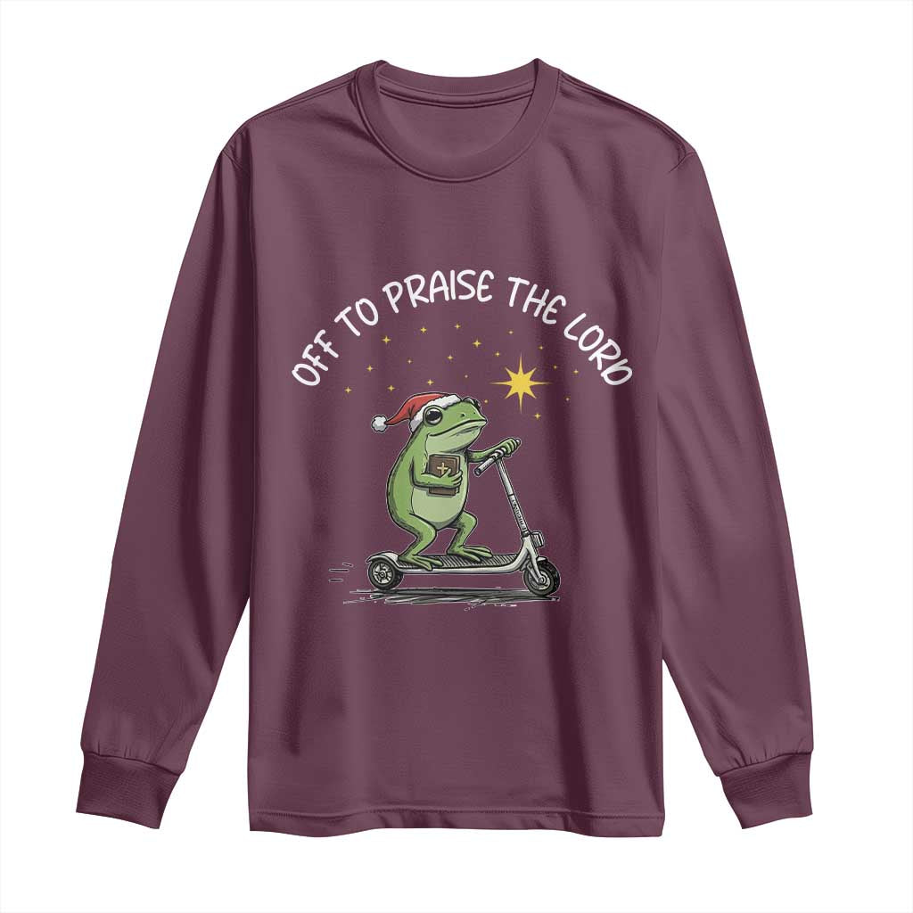 Funny Frog Christian Long Sleeve Shirt Off To Praise The Lord - Wonder Print Shop