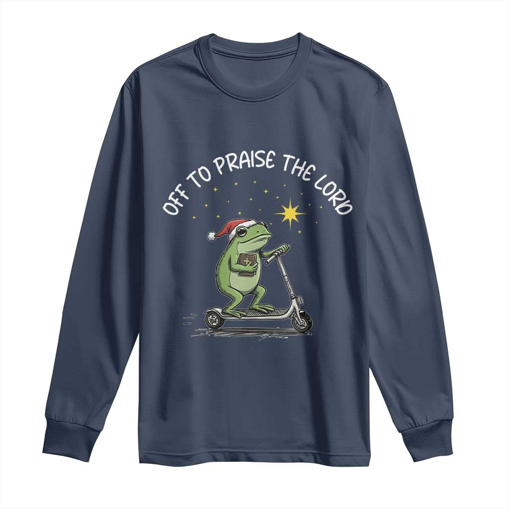 Funny Frog Christian Long Sleeve Shirt Off To Praise The Lord - Wonder Print Shop