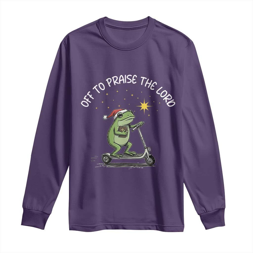 Funny Frog Christian Long Sleeve Shirt Off To Praise The Lord - Wonder Print Shop