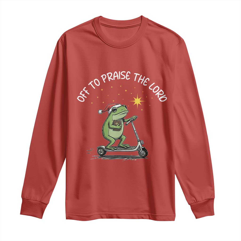 Funny Frog Christian Long Sleeve Shirt Off To Praise The Lord - Wonder Print Shop
