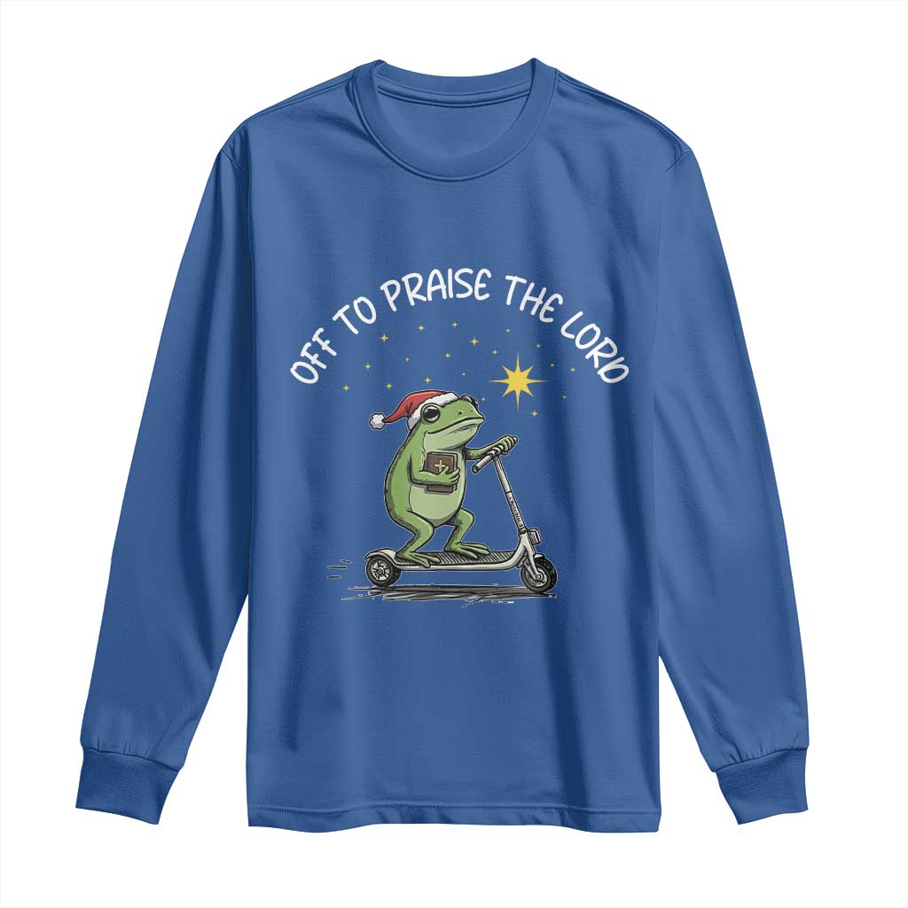 Funny Frog Christian Long Sleeve Shirt Off To Praise The Lord - Wonder Print Shop