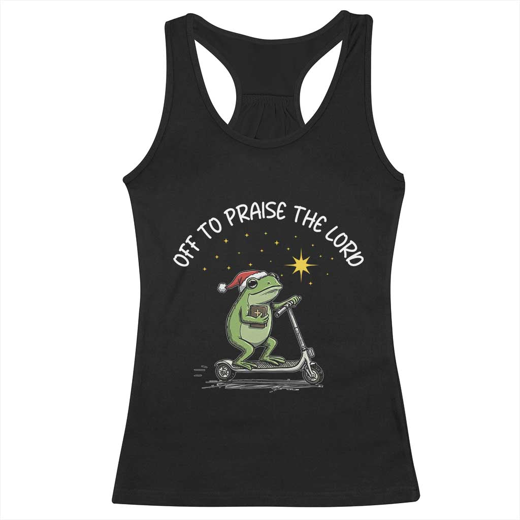 Funny Frog Christian Racerback Tank Top Off To Praise The Lord - Wonder Print Shop
