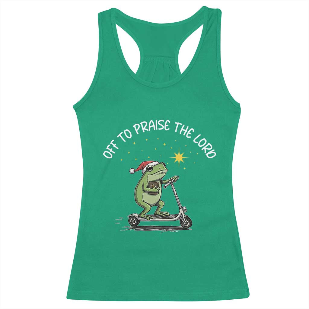 Funny Frog Christian Racerback Tank Top Off To Praise The Lord - Wonder Print Shop