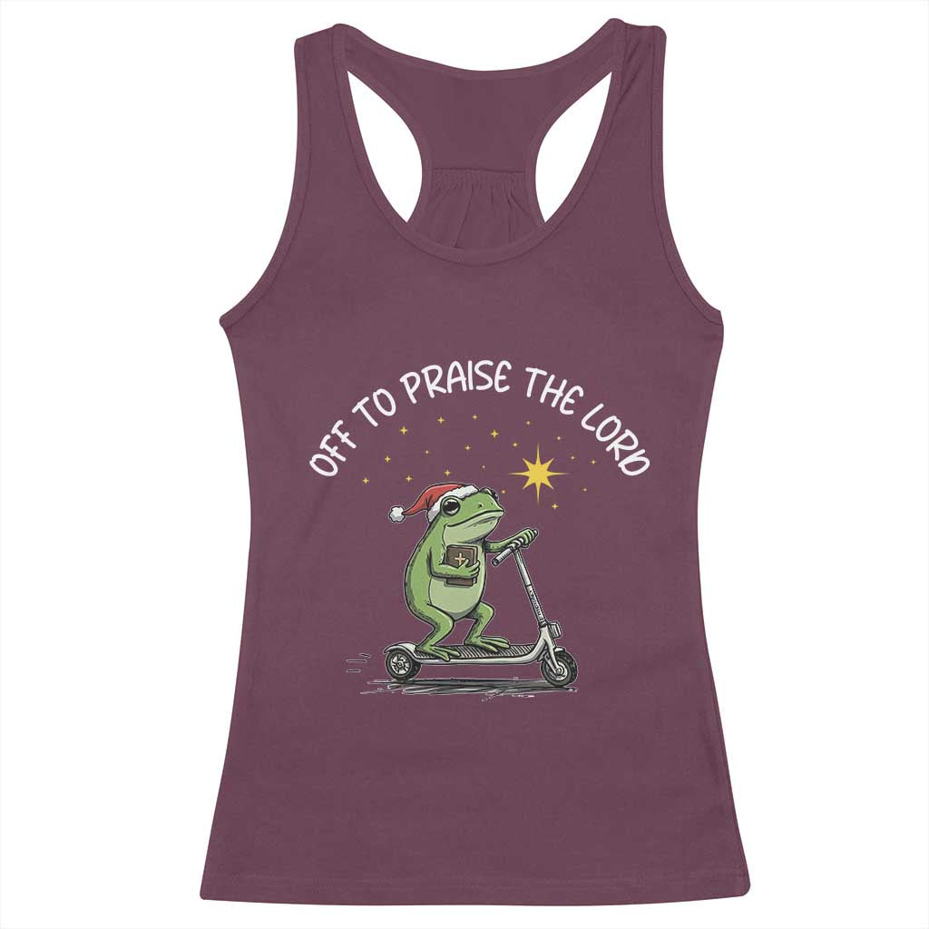 Funny Frog Christian Racerback Tank Top Off To Praise The Lord - Wonder Print Shop