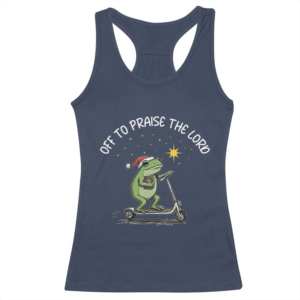 Funny Frog Christian Racerback Tank Top Off To Praise The Lord - Wonder Print Shop