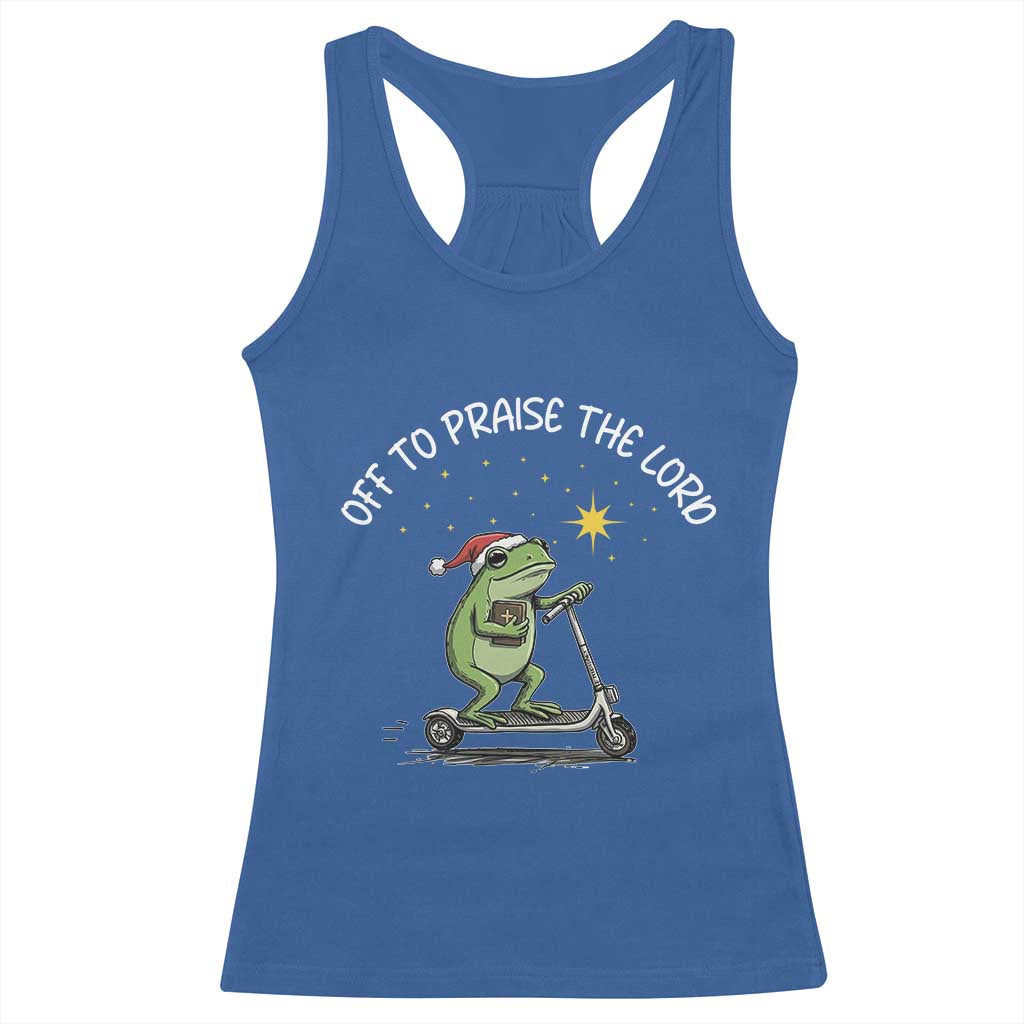 Funny Frog Christian Racerback Tank Top Off To Praise The Lord - Wonder Print Shop