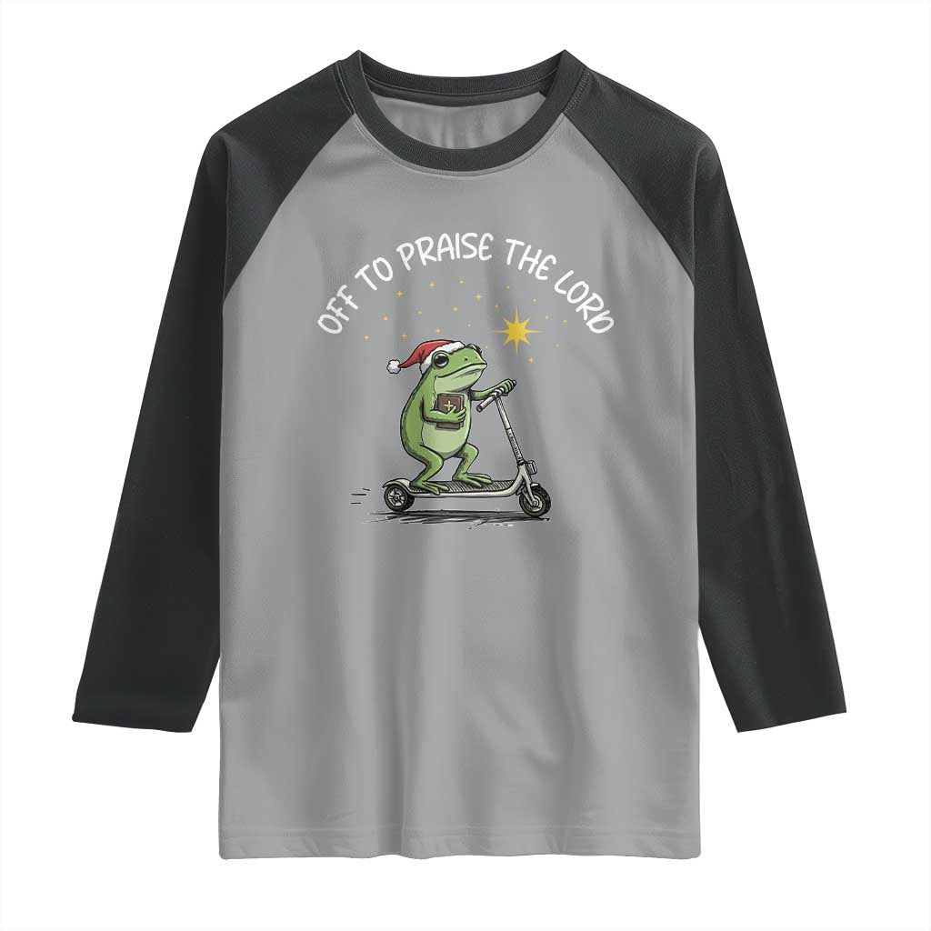Funny Frog Christian Raglan Shirt Off To Praise The Lord - Wonder Print Shop