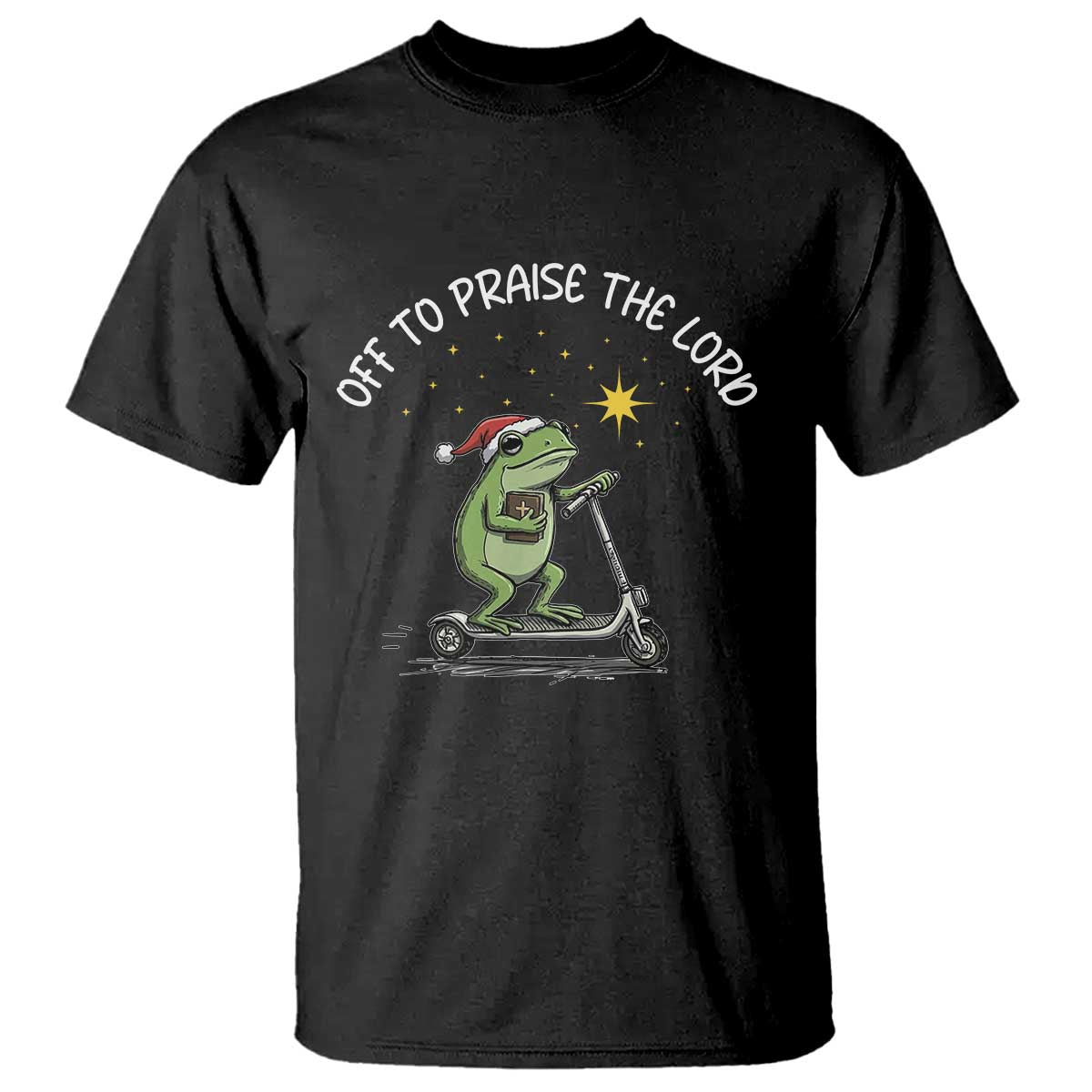 Funny Frog Christian T Shirt Off To Praise The Lord - Wonder Print Shop