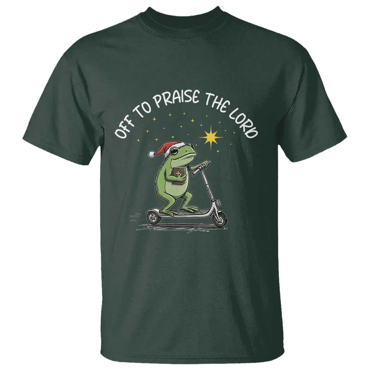 Funny Frog Christian T Shirt Off To Praise The Lord - Wonder Print Shop