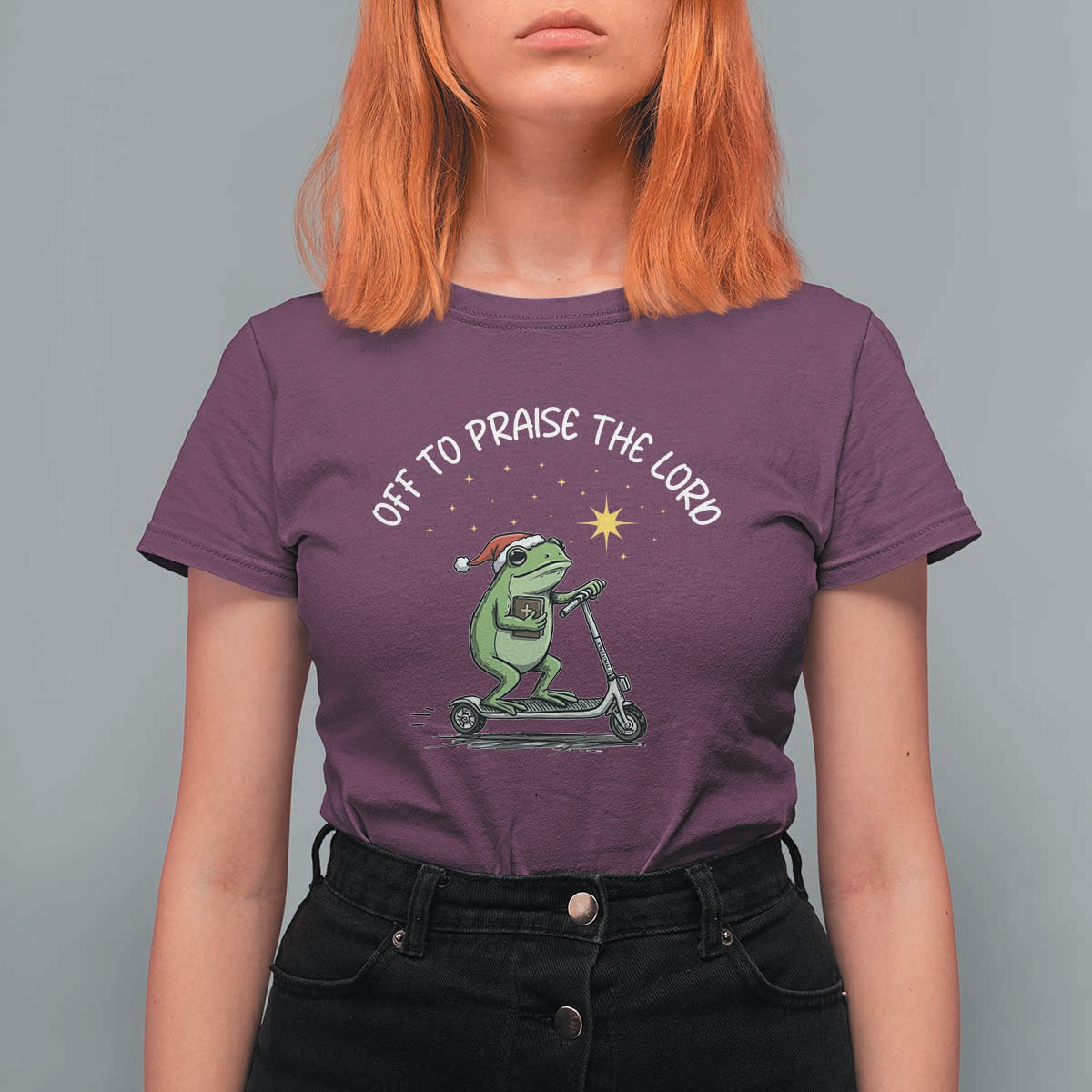 Funny Frog Christian T Shirt For Women Off To Praise The Lord - Wonder Print Shop