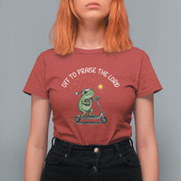 Funny Frog Christian T Shirt For Women Off To Praise The Lord - Wonder Print Shop