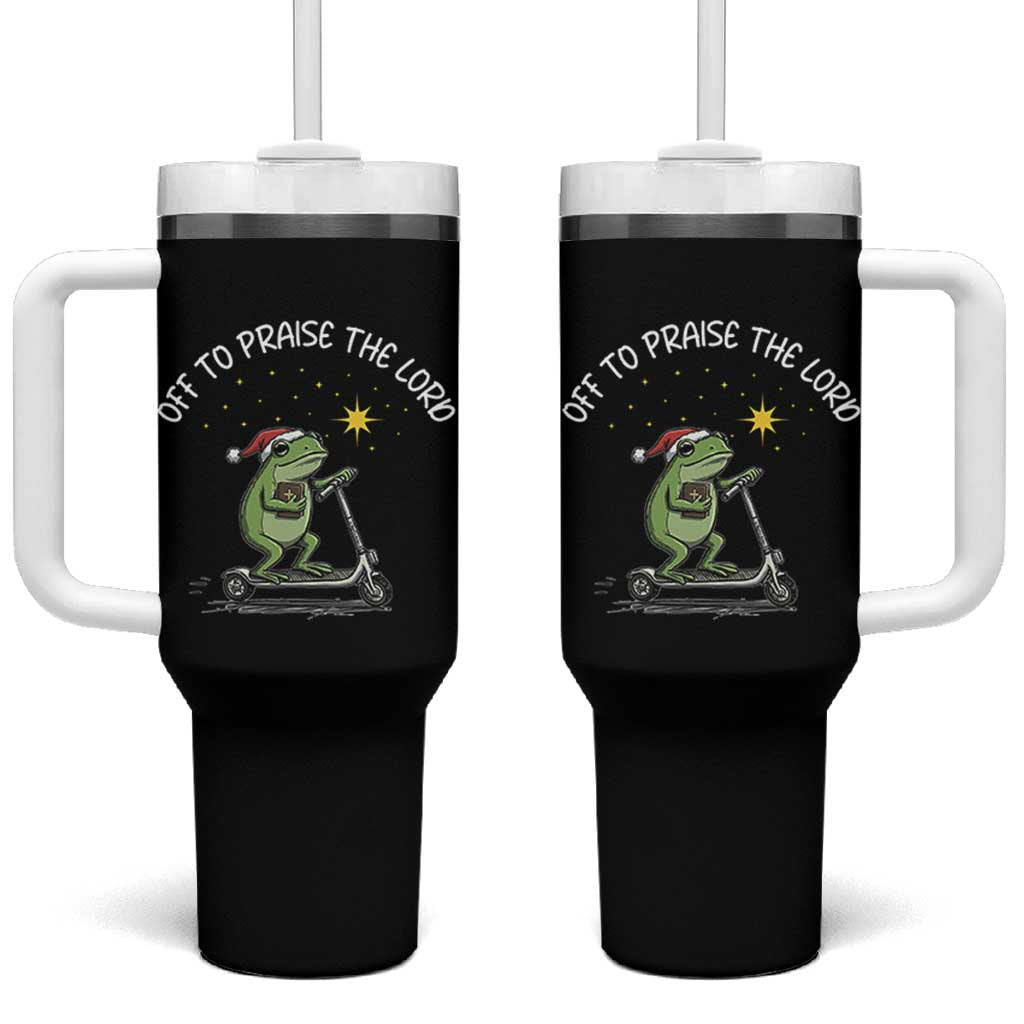 Funny Frog Christian Tumbler With Handle Off To Praise The Lord - Wonder Print Shop