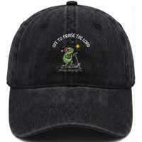 Funny Frog Christian Washed Cotton Baseball Cap Off To Praise The Lord