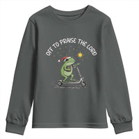 Funny Frog Christian Youth Sweatshirt Off To Praise The Lord - Wonder Print Shop