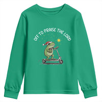 Funny Frog Christian Youth Sweatshirt Off To Praise The Lord - Wonder Print Shop