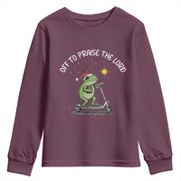 Funny Frog Christian Youth Sweatshirt Off To Praise The Lord - Wonder Print Shop