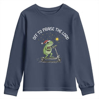 Funny Frog Christian Youth Sweatshirt Off To Praise The Lord - Wonder Print Shop