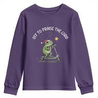 Funny Frog Christian Youth Sweatshirt Off To Praise The Lord - Wonder Print Shop