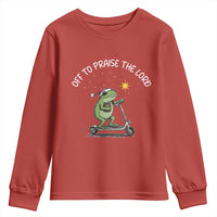 Funny Frog Christian Youth Sweatshirt Off To Praise The Lord - Wonder Print Shop
