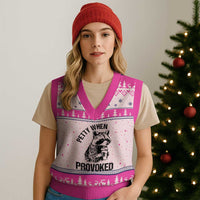 Petty When Provoked V-Neck Knit Sweater Vest Funny Raccoon Meme - Wonder Print Shop