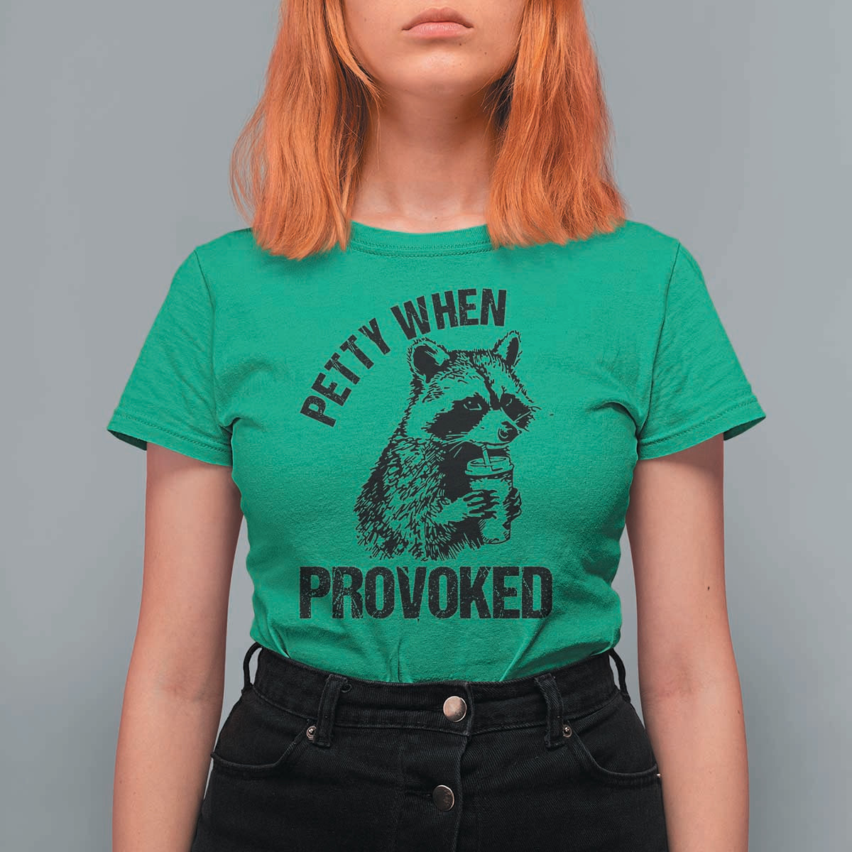 Petty When Provoked T Shirt For Women Funny Raccoon Meme - Wonder Print Shop