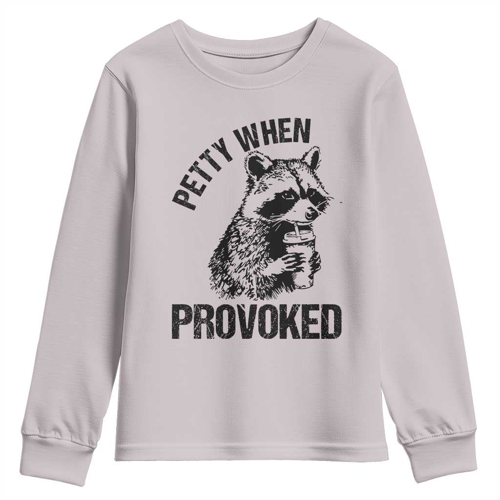 Petty When Provoked Youth Sweatshirt Funny Raccoon Meme - Wonder Print Shop