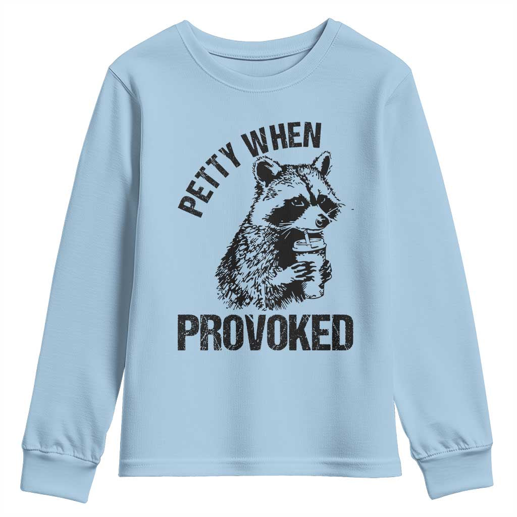 Petty When Provoked Youth Sweatshirt Funny Raccoon Meme - Wonder Print Shop