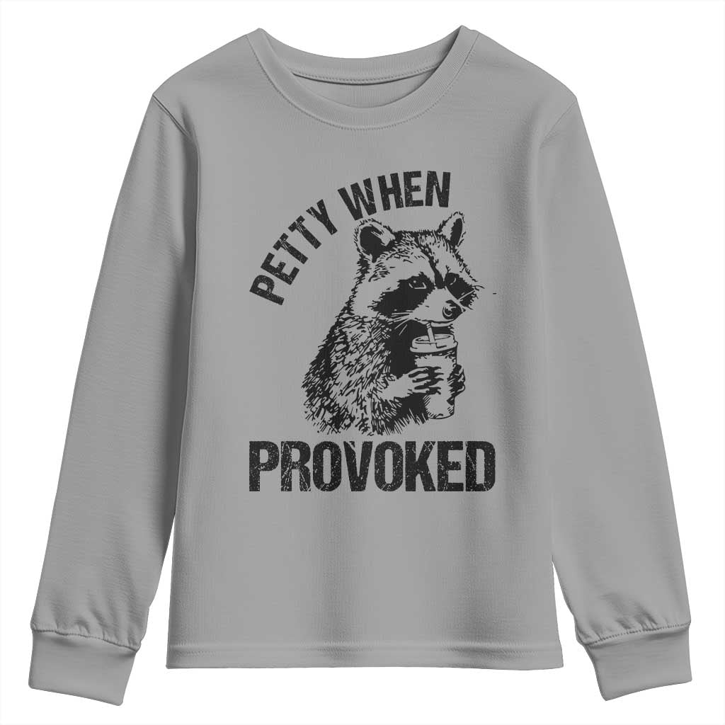 Petty When Provoked Youth Sweatshirt Funny Raccoon Meme - Wonder Print Shop