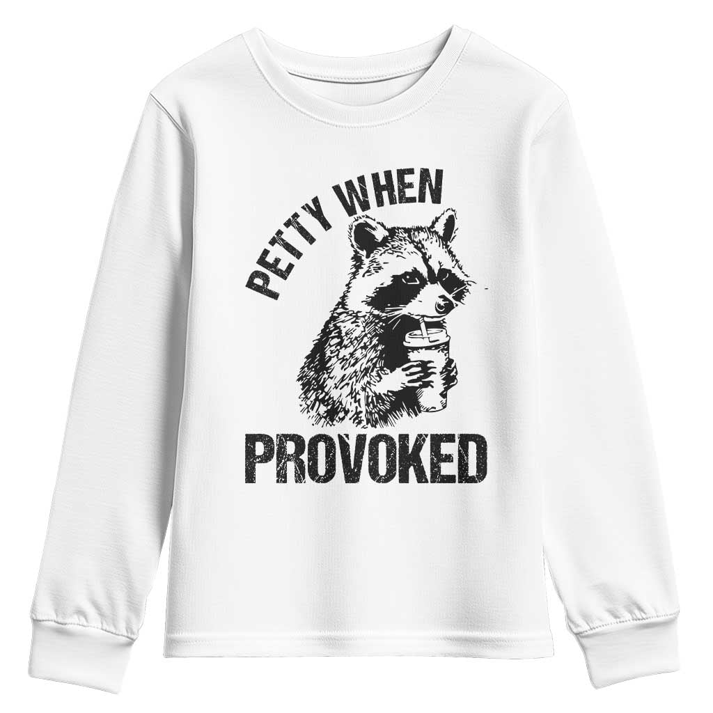 Petty When Provoked Youth Sweatshirt Funny Raccoon Meme - Wonder Print Shop