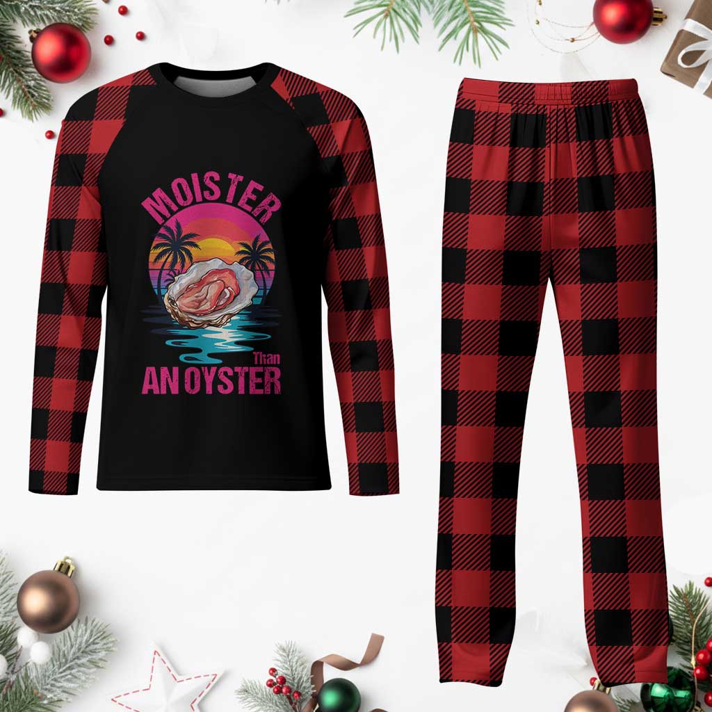 Moister Than An Oyster Plaid Pajama Set Funny Inappropriate Adult Humor Women - Wonder Print Shop