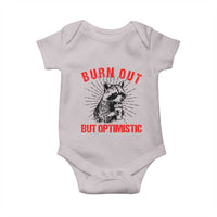 Burnt Out But Optimistic Baby Onesie Funny Raccoon Meme - Wonder Print Shop