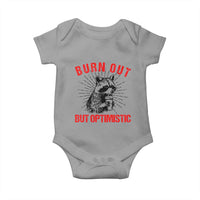 Burnt Out But Optimistic Baby Onesie Funny Raccoon Meme - Wonder Print Shop