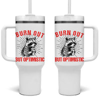 Burnt Out But Optimistic Tumbler With Handle Funny Raccoon Meme - Wonder Print Shop