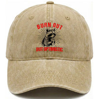 Burnt Out But Optimistic Washed Cotton Baseball Cap Funny Raccoon Meme