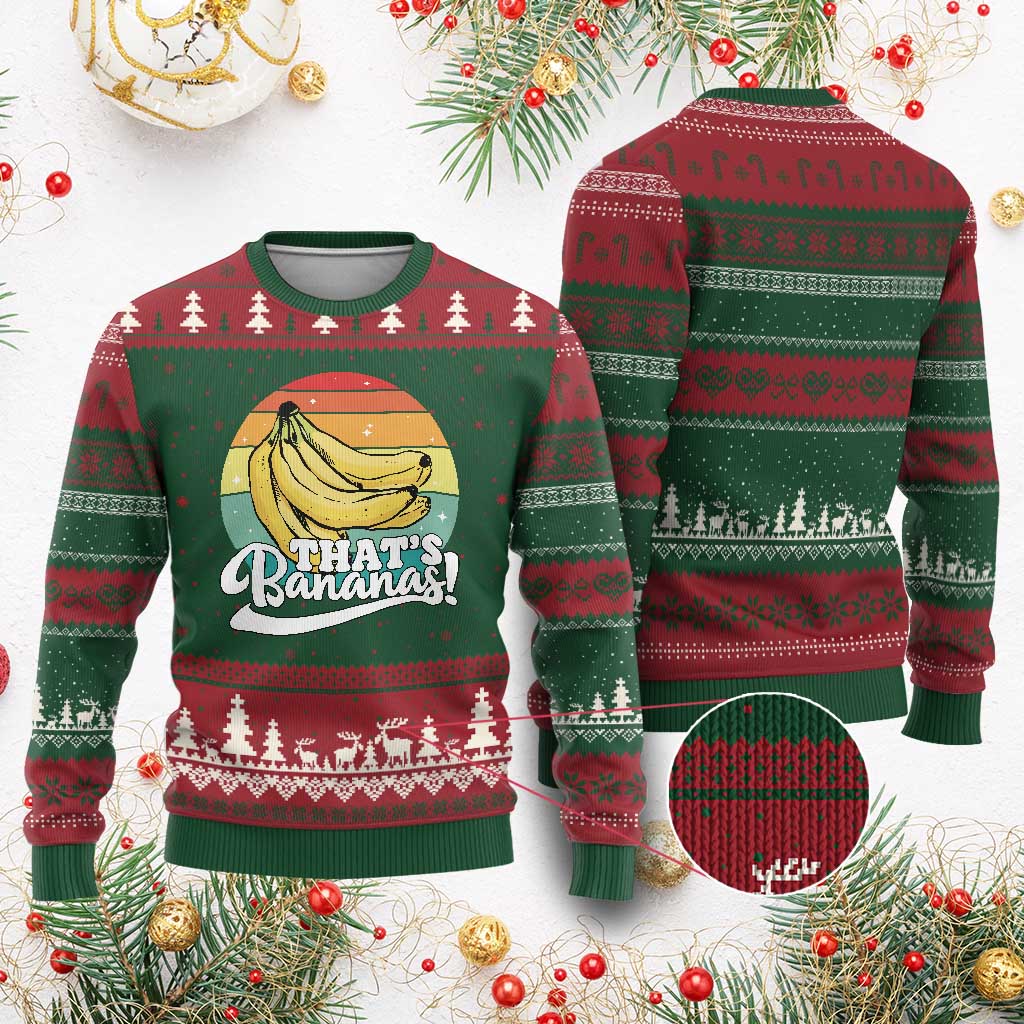 That's Bananas Ugly Christmas Sweater Funny Banana Lover Saying - Wonder Print Shop