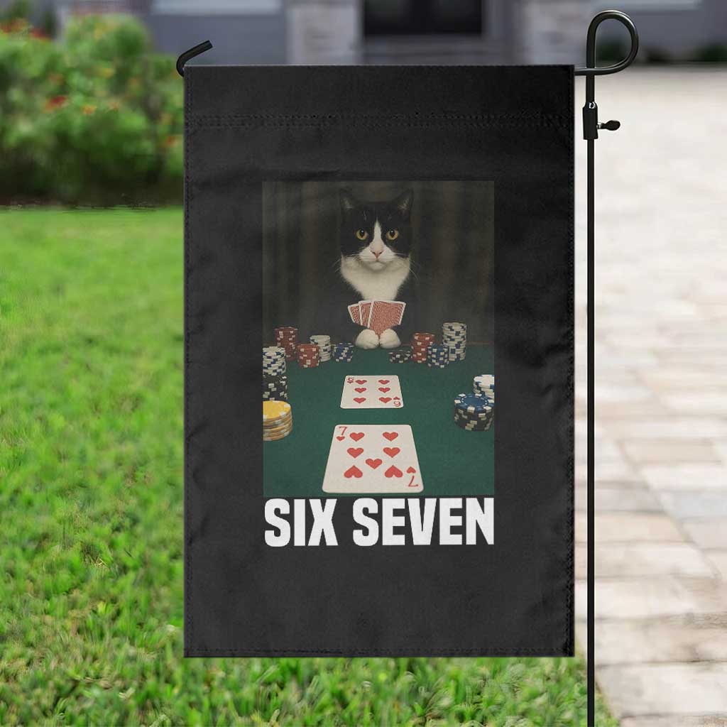 67 Poker Cat Garden Flag Funny Six Seven Meme - Wonder Print Shop