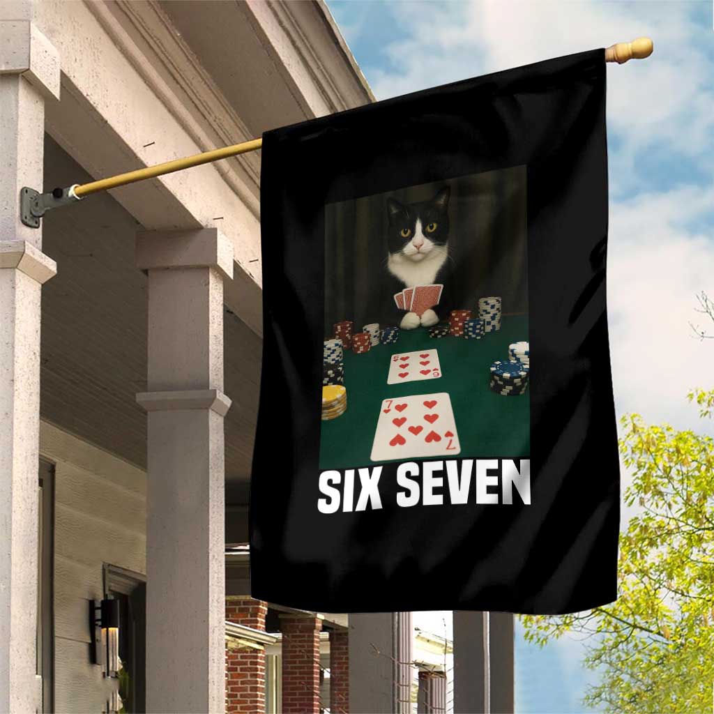 67 Poker Cat Garden Flag Funny Six Seven Meme - Wonder Print Shop