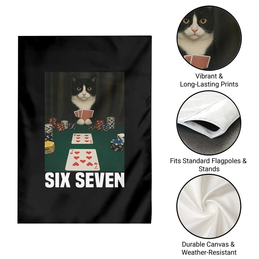 67 Poker Cat Garden Flag Funny Six Seven Meme - Wonder Print Shop