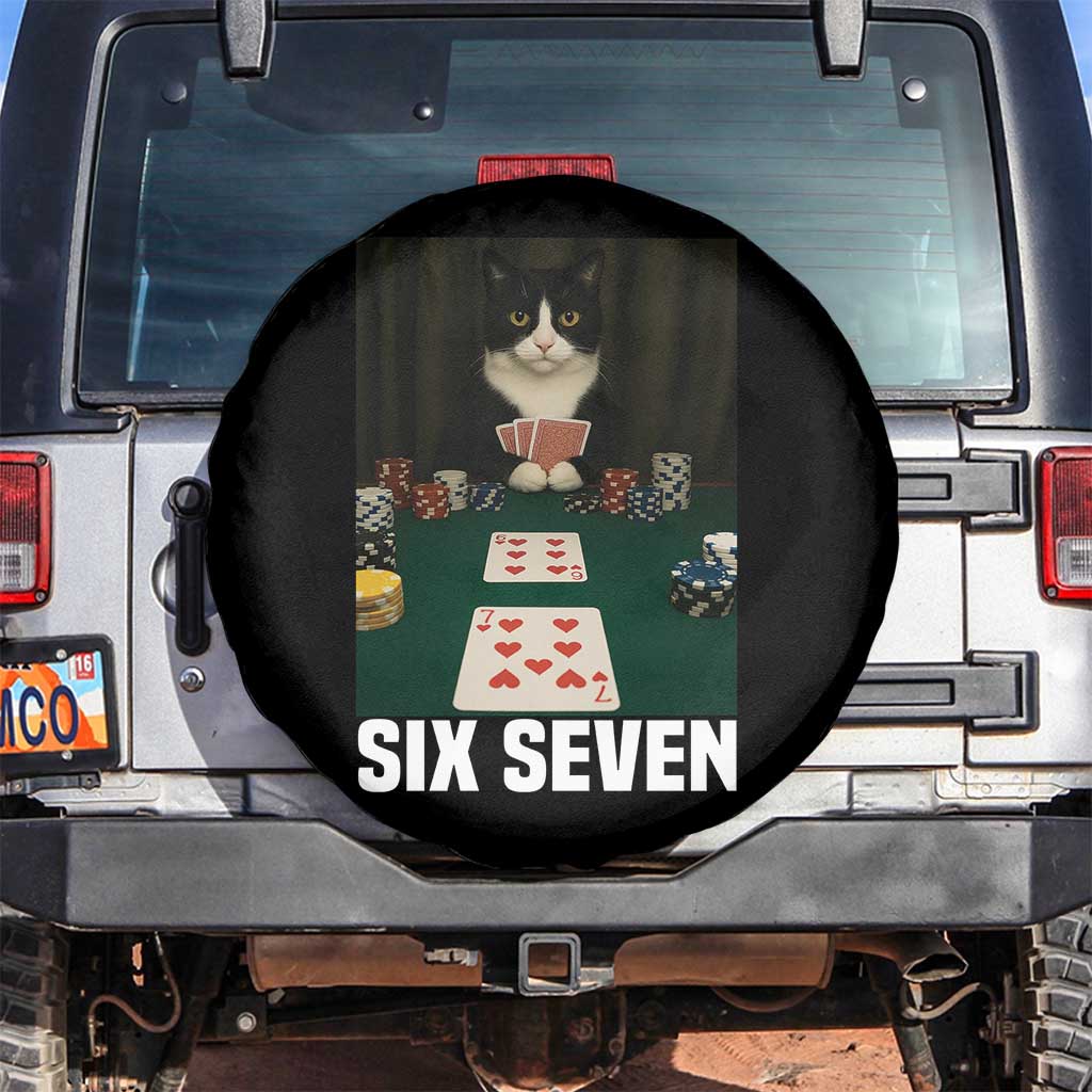 67 Poker Cat Spare Tire Cover Funny Six Seven Meme - Wonder Print Shop