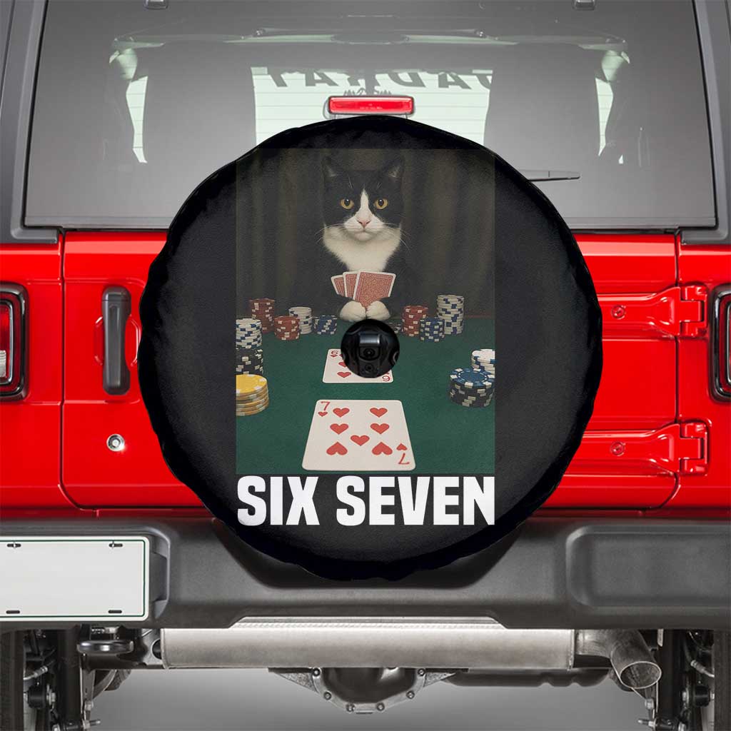 67 Poker Cat Spare Tire Cover Funny Six Seven Meme - Wonder Print Shop