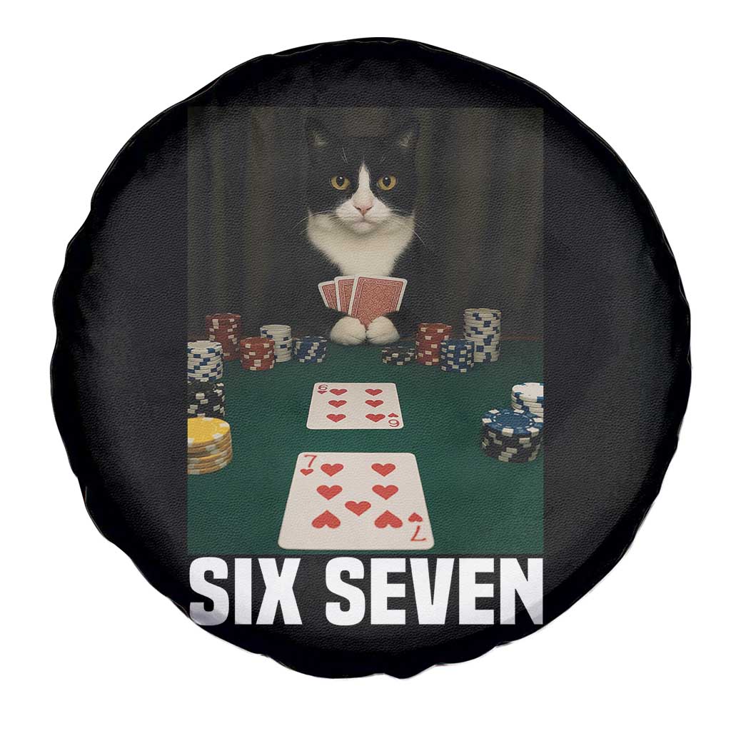 67 Poker Cat Spare Tire Cover Funny Six Seven Meme - Wonder Print Shop