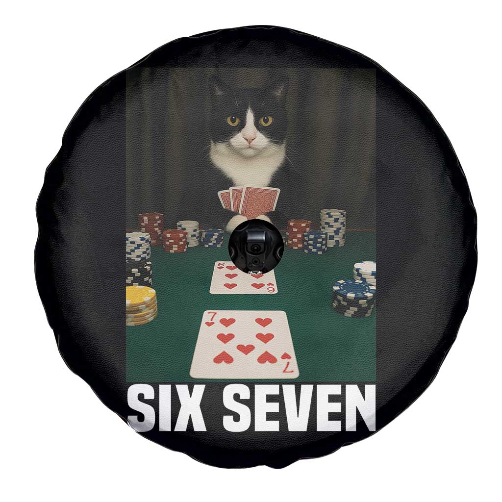 67 Poker Cat Spare Tire Cover Funny Six Seven Meme - Wonder Print Shop