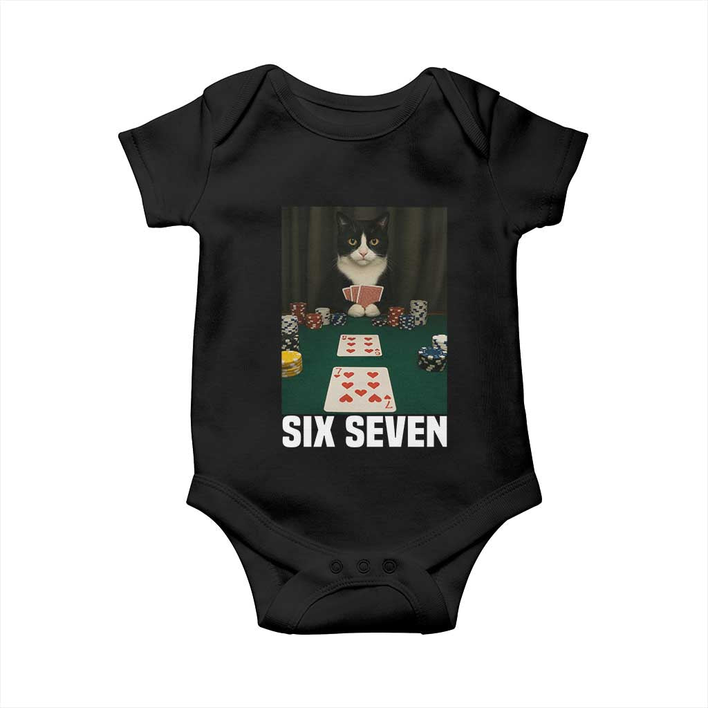 67 Poker Cat Baby Onesie Funny Six Seven Meme - Wonder Print Shop