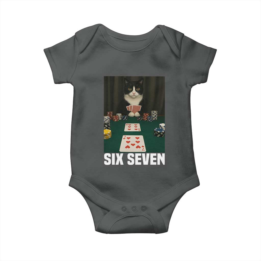 67 Poker Cat Baby Onesie Funny Six Seven Meme - Wonder Print Shop