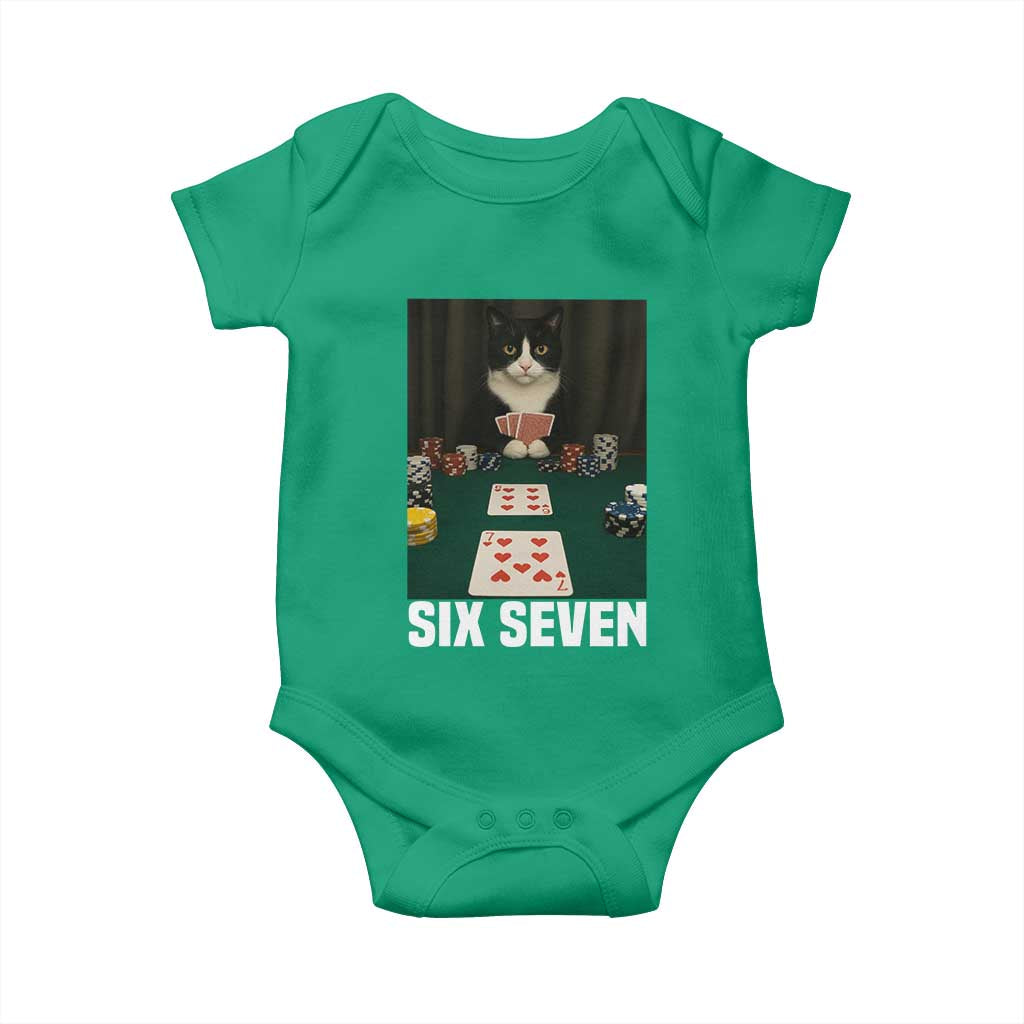 67 Poker Cat Baby Onesie Funny Six Seven Meme - Wonder Print Shop
