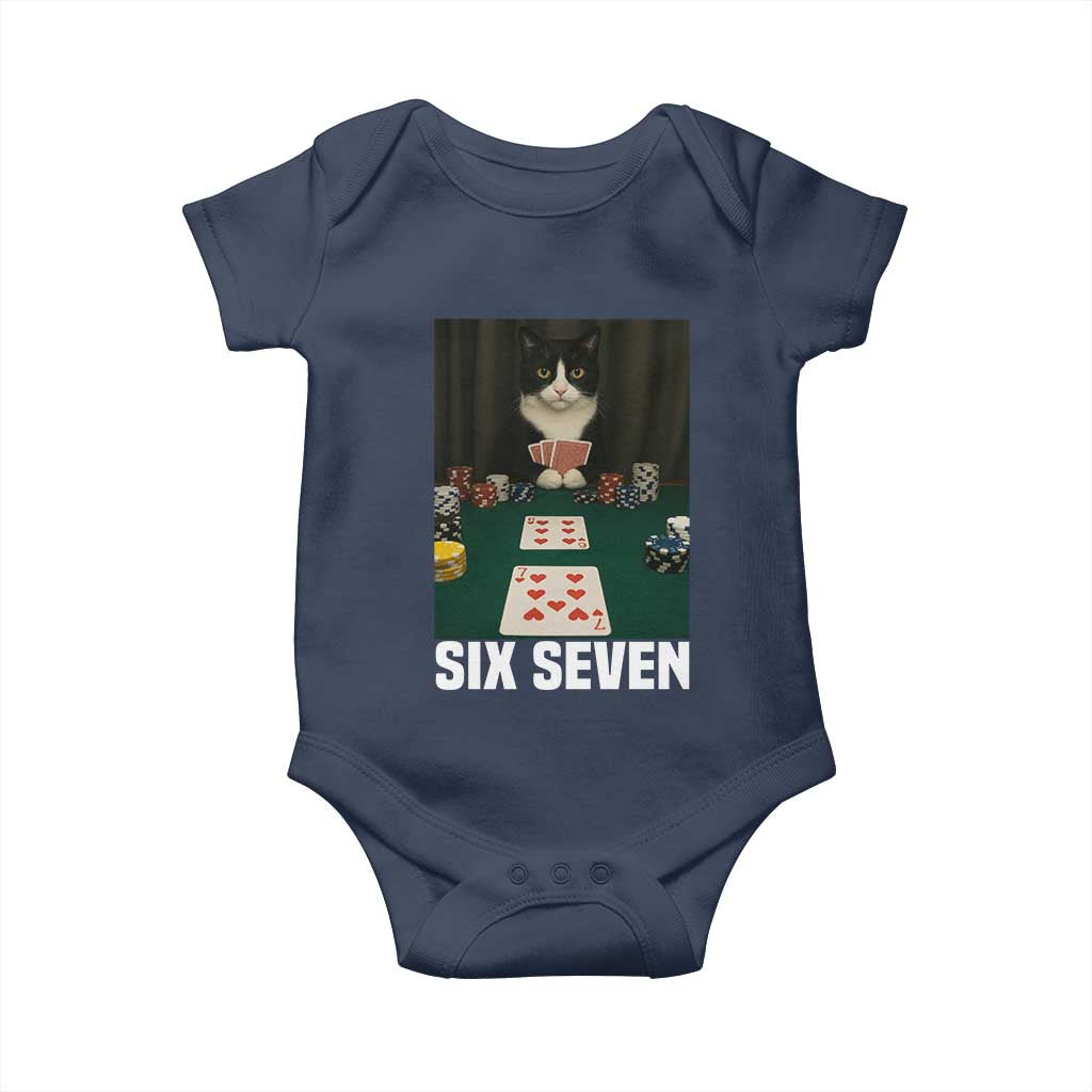 67 Poker Cat Baby Onesie Funny Six Seven Meme - Wonder Print Shop