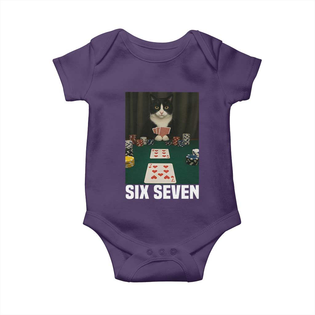 67 Poker Cat Baby Onesie Funny Six Seven Meme - Wonder Print Shop