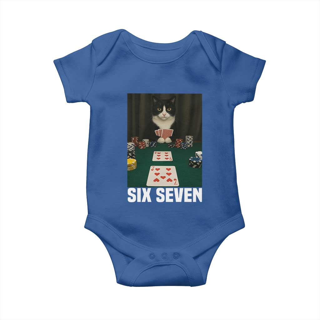 67 Poker Cat Baby Onesie Funny Six Seven Meme - Wonder Print Shop