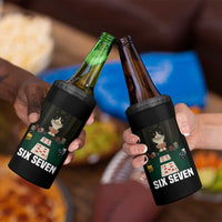 67 Poker Cat 4 in 1 Can Cooler Tumbler Funny Six Seven Meme - Wonder Print Shop